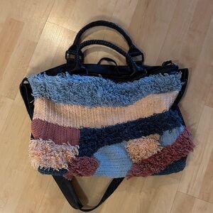 Cleobella Blue and Pink Textured Tote